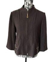 St John Collection Santana Knit Brown Size 10 Blazer Jacket