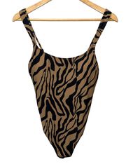 J. Crew Tiger Animal Print One Piece Bathing Suit Swimsuit size 8 Women's