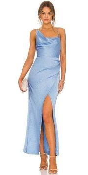 Significant Other Aria Dress in Blue 2 New as-is Womens Satin Midi Cocktail