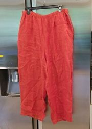 💕FLAX💕 Floods - Linen Pants with Elastic Waist ~ Lagenlook Burnt Orange Large