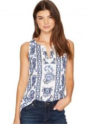 Lucky Brand Floral Embroidered Boho Tank Top