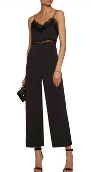 WALTER BAKER Black Lexi Lace Trim Jumpsuit Size Medium NWT $198