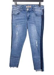 Democracy Flex-ellent Side Stripe Distressed Denim Ankle Jeans Women's Size 4