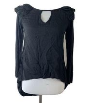 Yoana Baraschi Anthropologie Black Keyhole Blouse