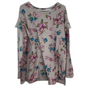Lane Bryant Floral Sweatshirt Ruffle Long Sleeve Stretch Women Size 2X 18/20