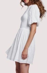 Lost+Wander Mykonos Mini White Smoked Puff Sleeve Dress Size Medium