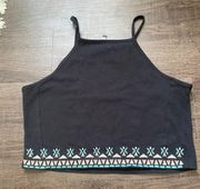 Embroidered Crop Tank Top