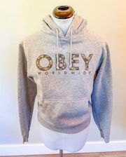 Obey Gray Hooded Sweatshirts with Floral Logo