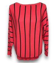 Woman’s Long Sleeve Sweater Size M Stripes Red