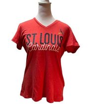 - Red Logo MLB St. Louis Cardinals Short Sleeve V-Neck Tee S