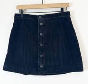 American Apparel A-line Corduroy Mini Black Skirt medium