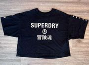 Superdry Womens Black Short Sleeve Cropped Code Core Sport T-Shirt Size 8