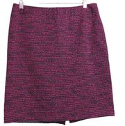 Halogen Womens Pencil Skirt Magenta Black Printed Knee Length Back Slit Zipper 8