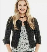 Cabi Seaside Chic Black White Polka Dot Open Front Blazer - Women's Size 4