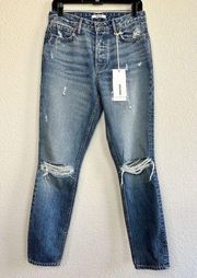 Denim Karolina High Rise Distressed Blue Jeans Slim Straight Size 27 NWT