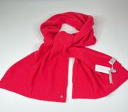 V. Fraas red rib honeycomb knit 100% cashmere scarf