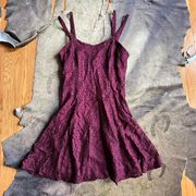 All That Jazz Burgundy Lace Mini Party Dress