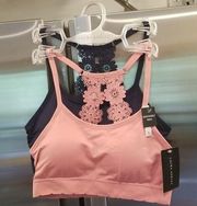 💕LAURA ASHLEY💕 Lace Back Bralettes (2 Pack) Pink & Navy Blue Small S NWT