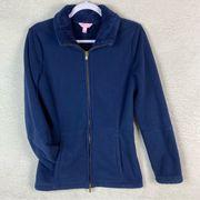 Lilly‎ Pulitzer Navy Grace Jacket Women's Size Small Full Zip Faux Fur Lining