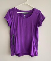 REI Purple Athletic Shirt with Front Zipper Pocket, Women’s Hiking Shirt, Size M