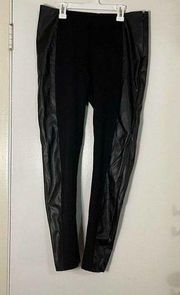 Kenneth Cole black faux leather side knit legging pants size US 12