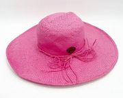 PANAMA JACK Hat Sun Pink Straw Beach Vacation Travel Pool 100% Toyo Casual