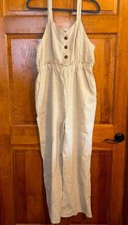 Romeo + Juliet Couture Button Front Linen Blend Jumpsuit Size Lg-NWTS