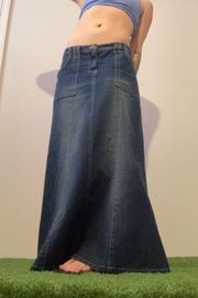 Vintage y2k  low rise denim maxi skirt