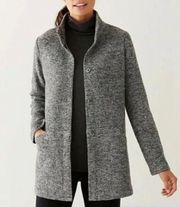 J. Jill Pure Jill Wool Blend Textured Marled Coat Snap Front Cozy Medium