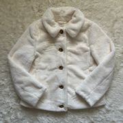 J. Crew Factory Jacket Petite Faux-Fur Coat Button Front White 6P NWT New