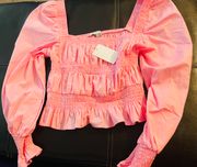 NWT  LS Smocked Top