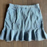 Ruffle Denim Skirt