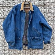 Vintage 90s Urban Equipment Country Denim Cottagecore Quilt Lined Barn Coat