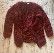 Maroon fuzzy cardigan, large