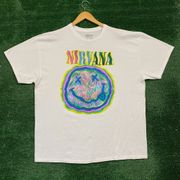 Nirvana Nevermind Smiley Grunge Band T-Shirt Size Extra Large