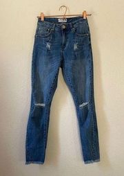 One teaspoon high waist freebird 2 distressed raw hem jeans size 00