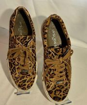 J/Slides NYC Women’s Aileen Leather Leopard /Hair Sneaker Size 8.5 -VGUC