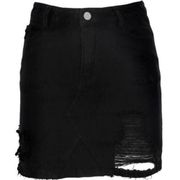 Nasty Gal  Ivivi Distressed is More Denim Skirt Black Women's Size Small NWT