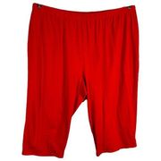 Woman Within Plus Size 3X Capri Pants Red Knit Elastic Waist Pull On Cropped 504