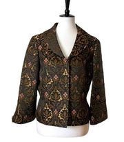 Nine West Blazer Short Jacquard Metallic 3/4 Sleeves Women’s Size 12