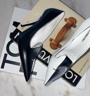 Burberry Two-Toned Leather Pointed Toe Pumps In Black/White