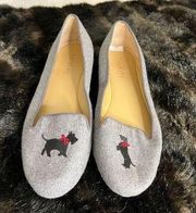 Talbots Women's 8.5 Wool Gray Dog Shoes Scottie Pet Lover Loafers Flats