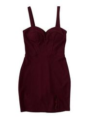 City Vibe Women's 1 XS Maroon Fitted Mini Dress Built In Padding