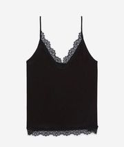 The Kooples Black Lace Trim V-Neck Camisole Top Size M