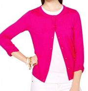 Kate Spade Somerset Cardigan Hot Pink Bow Sleeve S GUC 100% Cotton Knit Barbie