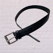 Calvin Klein black laser cut leather belt sz 34 unisex