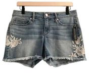 A.n.a Floral Embroidered Denim Shorts Blue 2 NWT