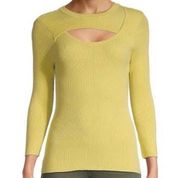 Carmen Marc Valvo Ribbed Sweater Womens Size Large Keyhole Front Yellow