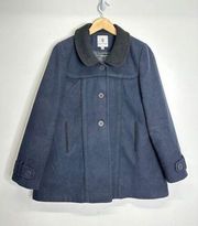 Just Ruby Winter Overcoat Womens Navy Blue Size Large Bow Detail