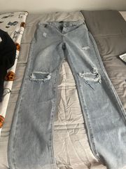 Tall Light Wash Extra Long Ripped Straight Leg Jeans